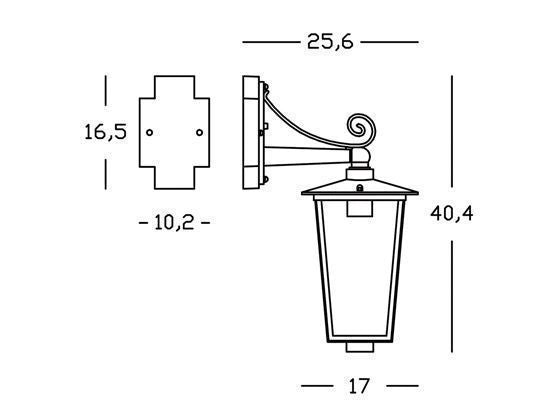 Lampada da esterno in alluminio pressofuso con diffusori in vetro trasparente ruggine
