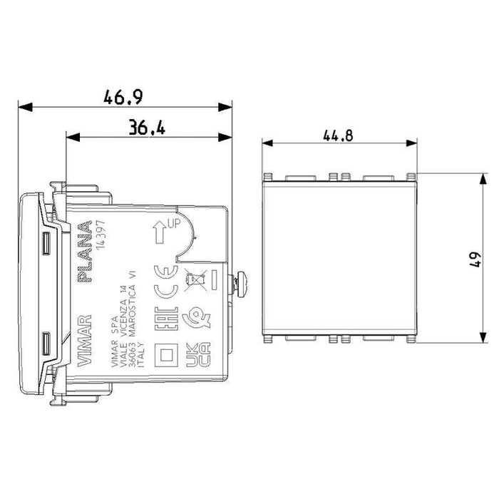 Torcia di emergenza Vimar Plana ausiliaria e comandabile 2 moduli 14397