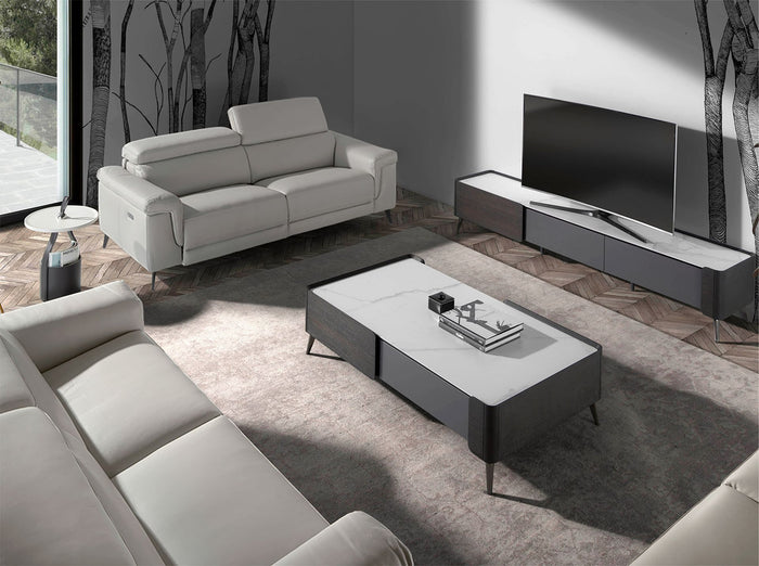 Divano a 3 posti in pelle grigia