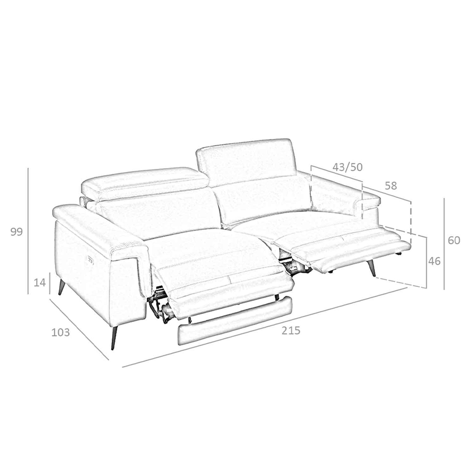 Divano a 3 posti in pelle grigia