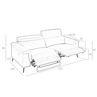 Divano a 3 posti in pelle grigia