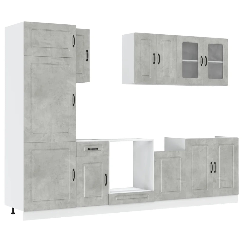 Set Mobili da Cucina 8 pz Kalmar Grigio Cemento in Truciolato 3314795