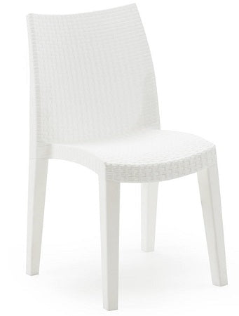 RESINA RATTAN:SEDIA LADY BIANCO S/BRACCIOLI CM.55X48XH86