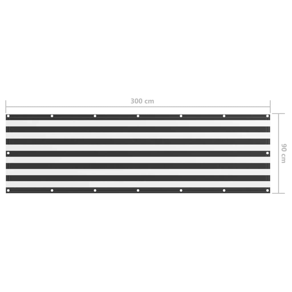 Schermo per balcone schermo per la privacy 90 x 300 cm tessuto Oxford antracite e bianco 02_0009990