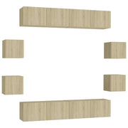 Set di Mobili Porta TV 8 pz | Armadietto TV | Mobile Porta TV Rovere Sonoma in Legno Multistrato