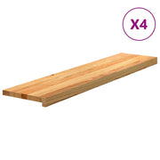 Gradini 4 pz | Tappetini per scale autoadesivi Marrone Chiaro 110x30x2 cm Legno Massello Rovere