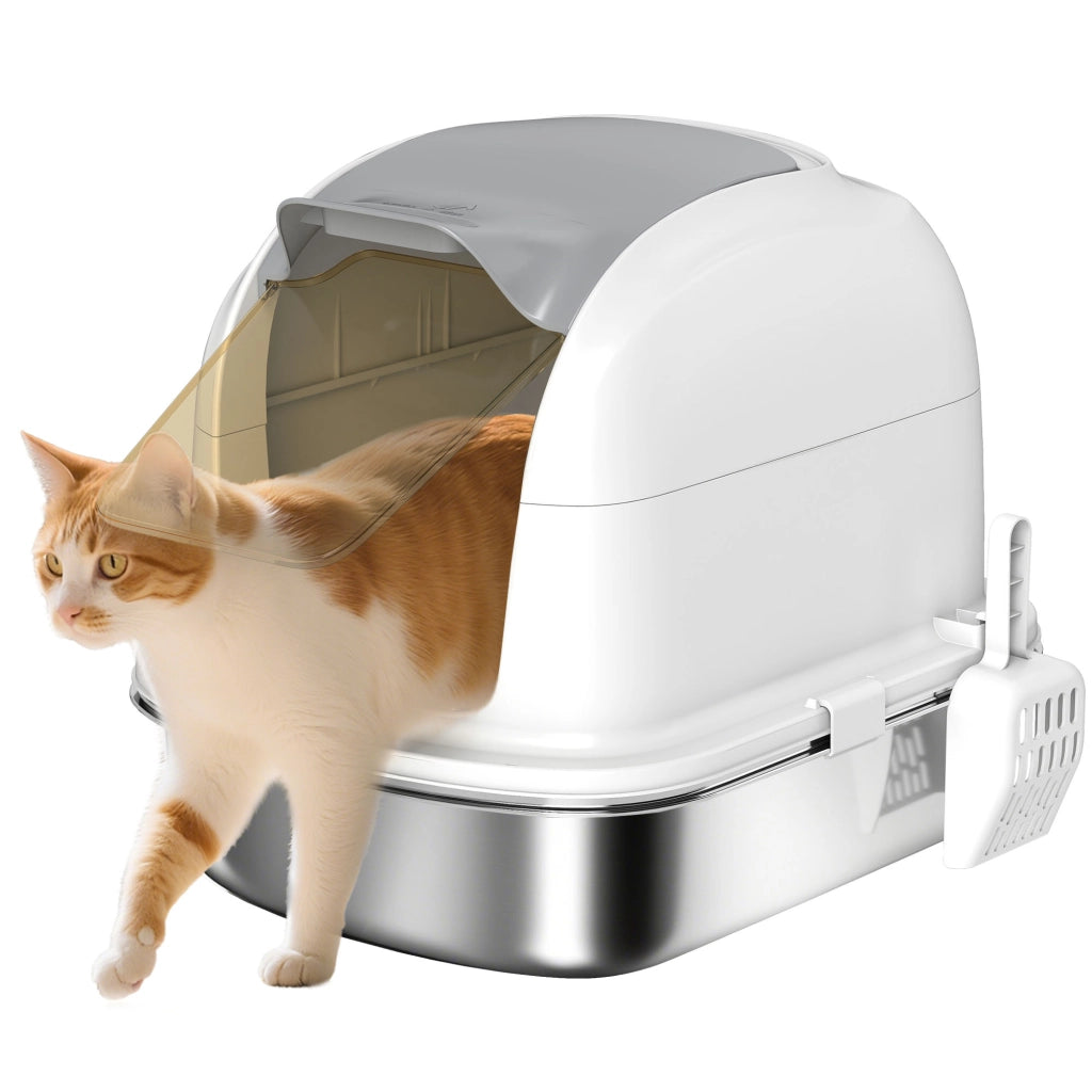 Casetta per Gatti con Coperchio in Acciaio Inossidabile ¨C zephmum ¨C 52x41x42 cm Bianco