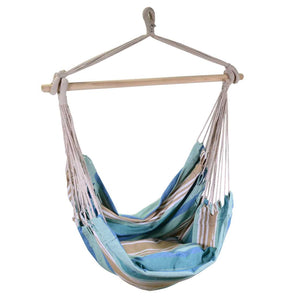 Sedia dondolo tessuto righe verde acquacon cuscino cm130h100