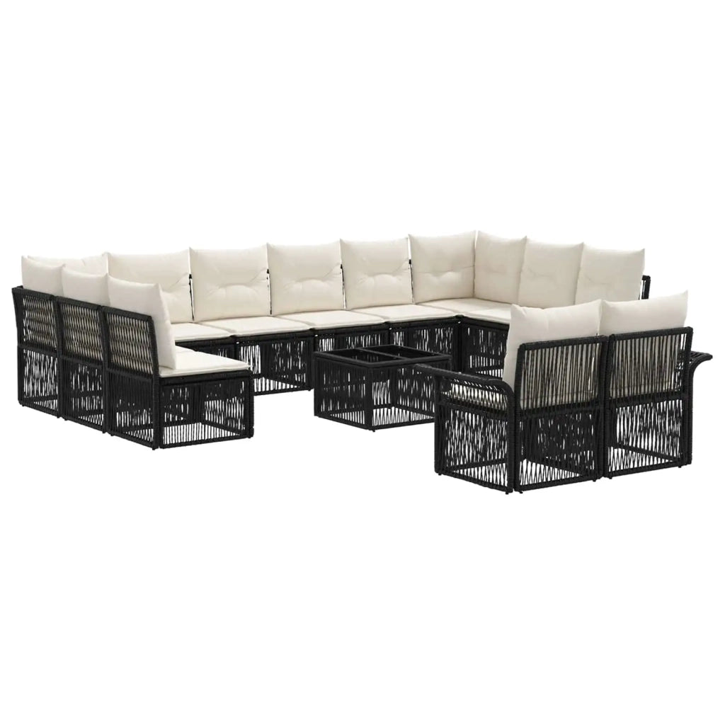 Set Divano da Giardino 13 pcs Nero polyrattan