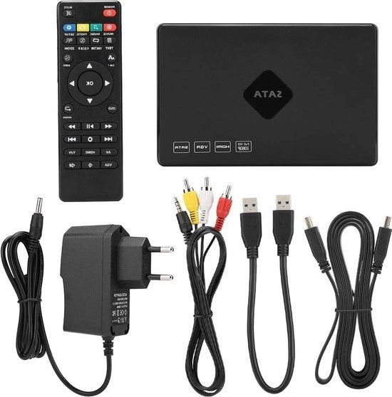 Mediaspeler 25 pollici SATA HDD con ingresso USB 2.0 AV HDMI - Video Audio Full HD 1080P - Mediaspeler digitale portatile - Indicatore di alimentazione - Supporto per disco rigido U e scheda MMC - TV (presa di corrente EU)
