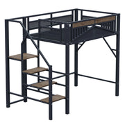 Letto a soppalco matrimoniale con scala sicura; spazio contenitore e barriera; 140×200 cm; senza materasso