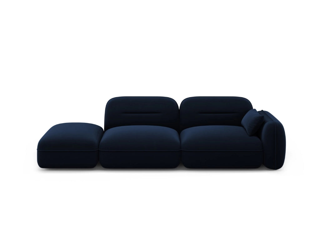 Cosmopolitan Design - Divano modulare sinistro "Sydney" 3 posti in velluto blu reale 