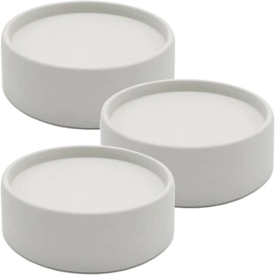 Set di 3 candelabri Ø11x4cm look cemento colore grigio chiaro - candelabro per candele stumpy - base di pietra rotonda