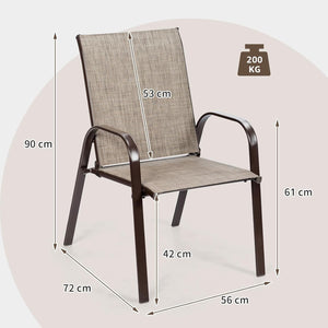 Set di 2 Sedie da Giardino, Sedie da Giardino per Patio in Textilene, con Braccioli Curvi, Telaio in Metallo, Sedia da Bistrot Portata 200 kg, Per Giardino Patio, 56 x 72 x 90 cm (Grigio)