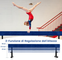 Trave Ginnastica Artistica per Casa Regolabile 226 cm, Trave di Equilibrio con Ruote e 3 Altezze Regolabili e Gambe Robuste per Principianti e Professionisti