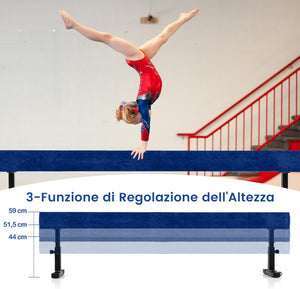 Trave Ginnastica Artistica per Casa Regolabile 226 cm, Trave di Equilibrio con Ruote e 3 Altezze Regolabili e Gambe Robuste per Principianti e Professionisti