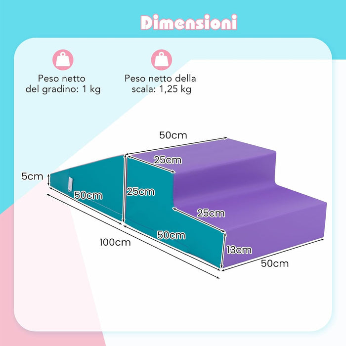 Set di 2 Blocchi per Gattonare e Arrampicare per Neonati e Bambini, Set di Blocchi di Schiuma Morbida per Gioco Attivo Interno, Set di Gioco Morbido per Sviluppo dei Bambini (Viola e rosa)