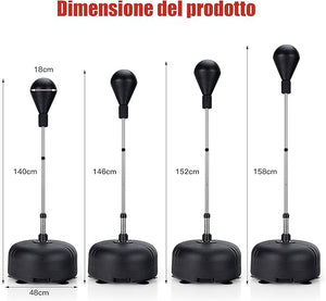 Sacco da Boxe da Terra Regolabile in 4 Posizioni, Sacco da Boxe con Supporto e Base Stabile, Ideale per Adulti e Bambini
