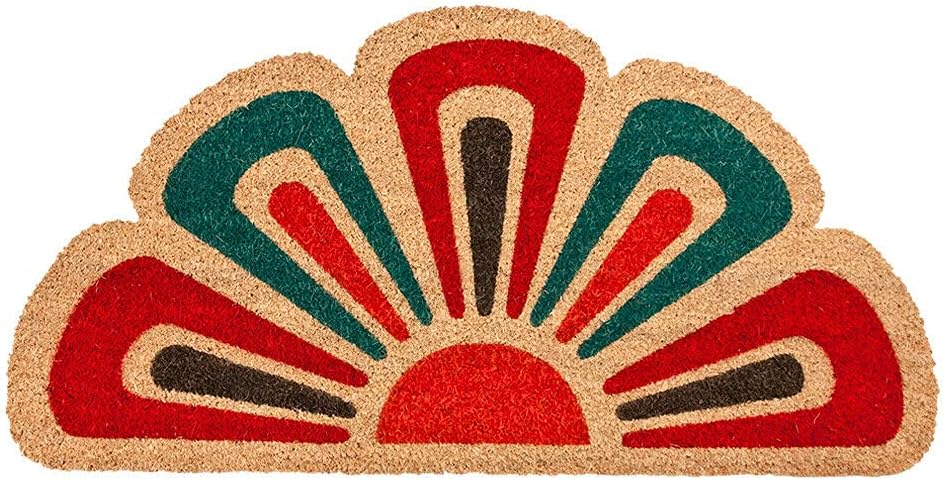 Zerbino Cocco Foglia Semiluna 40x80 cm Retro Antiscivolo RaschiaFango Ingresso Dis.B