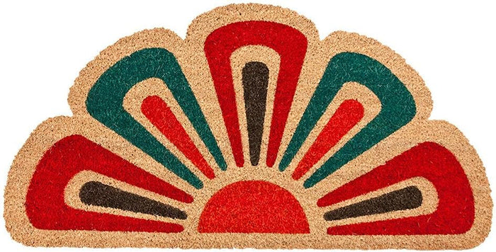 Zerbino Cocco Foglia Semiluna 40x80 cm Retro Antiscivolo RaschiaFango Ingresso Dis.B