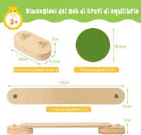 Trave Equilibrio in Legno, Pietre Miliari per Bambini, Trave da Ginnastica in Legno per Interni e Esterni, Ideale per Bambini dai 3 ai 7 anni, 70 x 10 x 1,8cm