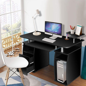 Scrivania da Computer, Scrivania con Cassettiera e Porta Hardware,120 x 55 x 85 cm (Nero)