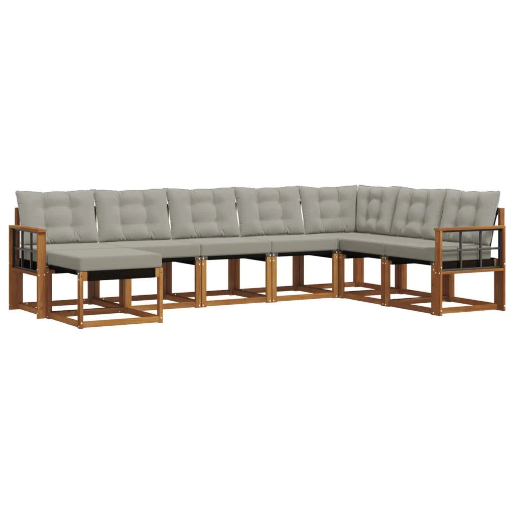 Set di divani da esterno 8 pcs Grigio Naturale e Chiaro