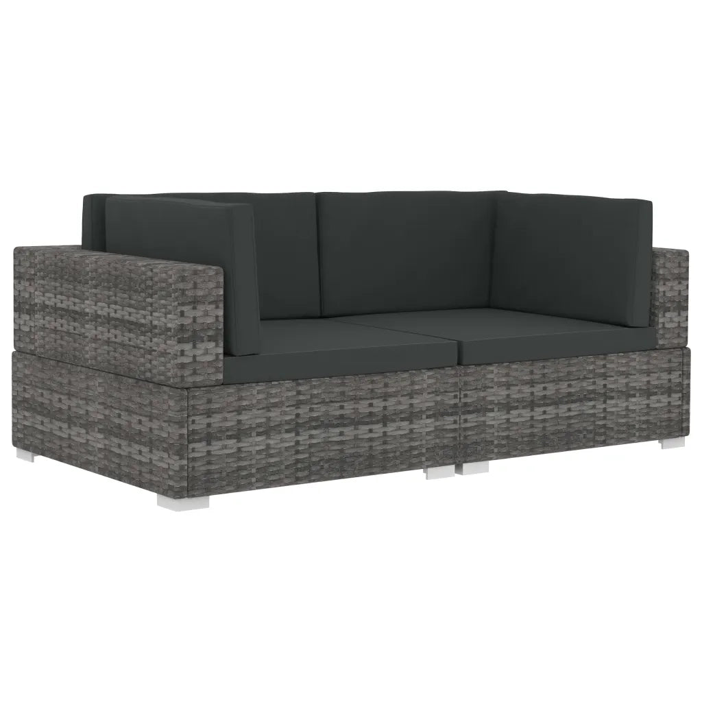 Poltrone Modulari ad Angolo con Cuscini 2 pz Polyrattan Grigio cod mxl 68563