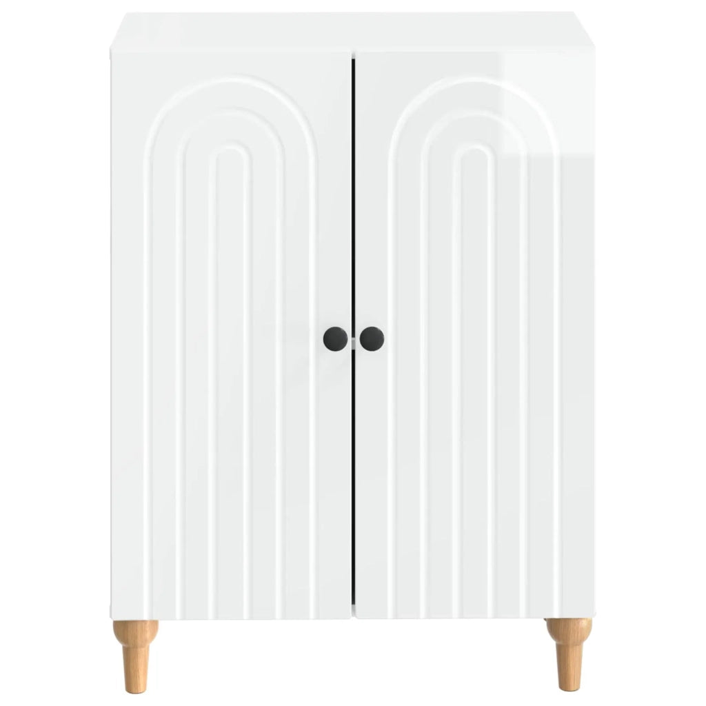Mobiletto da Bagno ALKMAAR Bianco Lucido 59,5 x 31 x 80 cm 896179