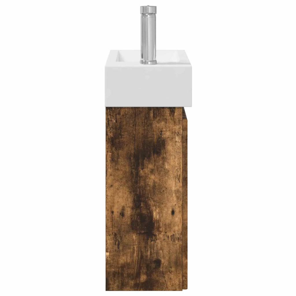 Mobile bagno con rubinetto Rovere Fumo 45,5 x 22,5 x 84 cm 889506