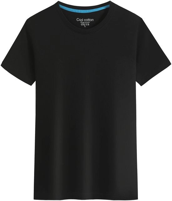 Set di 5 maglietta di cotone estivi - 100% cotone - manica corta - collo rotondo - traspirante - facile da lavare - adatto a molti occasioni (colore: nero, taglia: S)