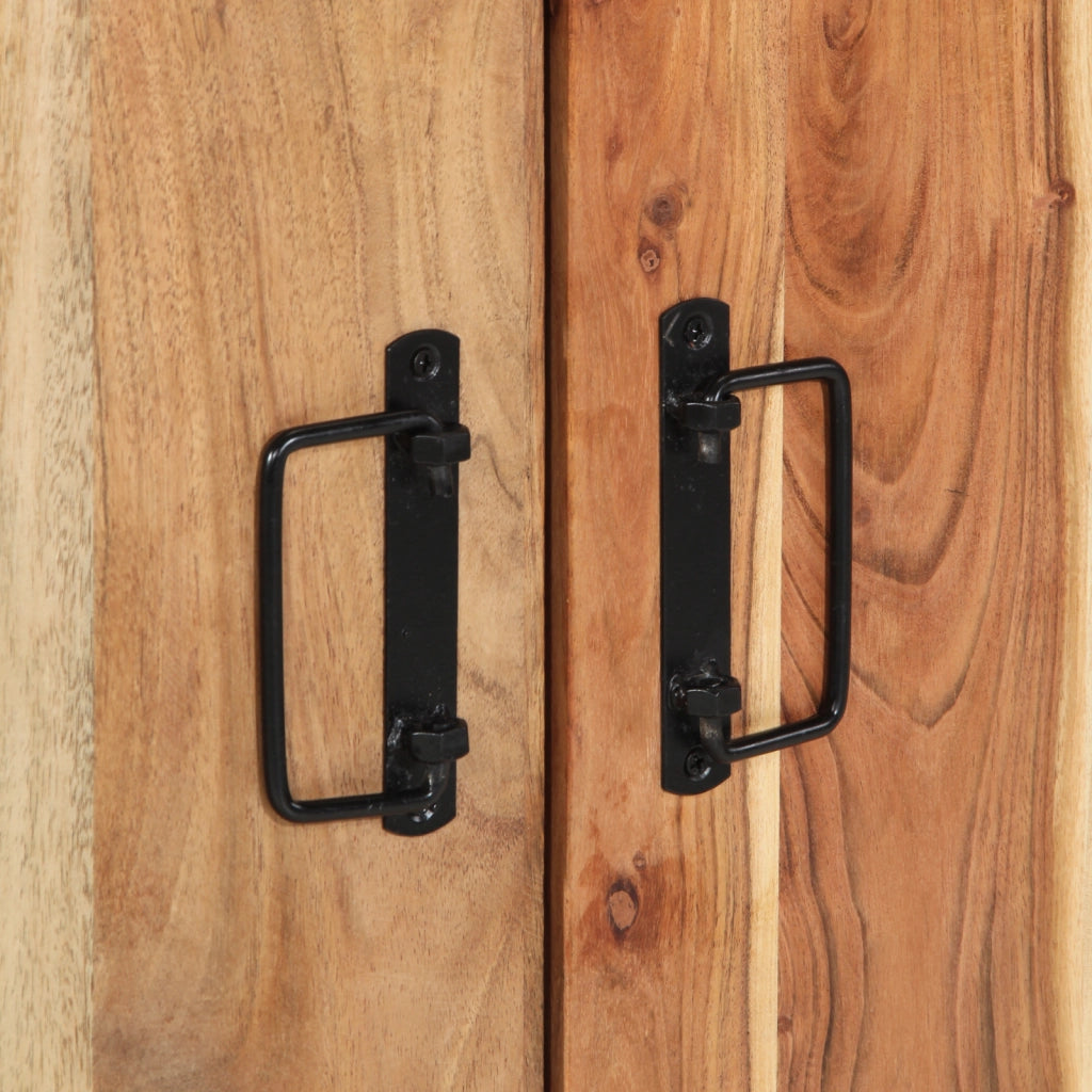Mobile per scarpe  Nero 30x30x40 cm in legno massello di acacia e acciaio