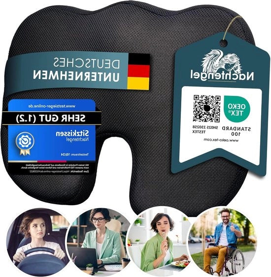 Cuscino ortopedico con schiuma di densità costante per comfort ergonomico e riduzione del dolore – ideale per seggiolini da ufficio, auto, ecc. (1 pezzo nero medio)