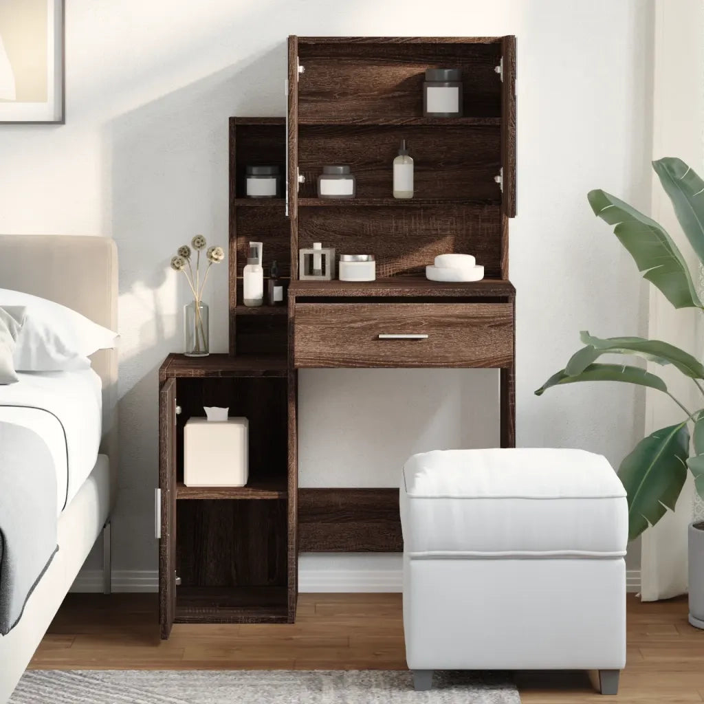 Toeletta con Armadietto Rovere Marrone 80x35x132 cm