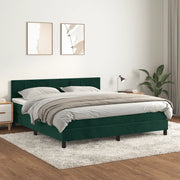 Giroletto a Molle con Materasso Verde Scuro 160x200 cm Vellutocod mxl 123567