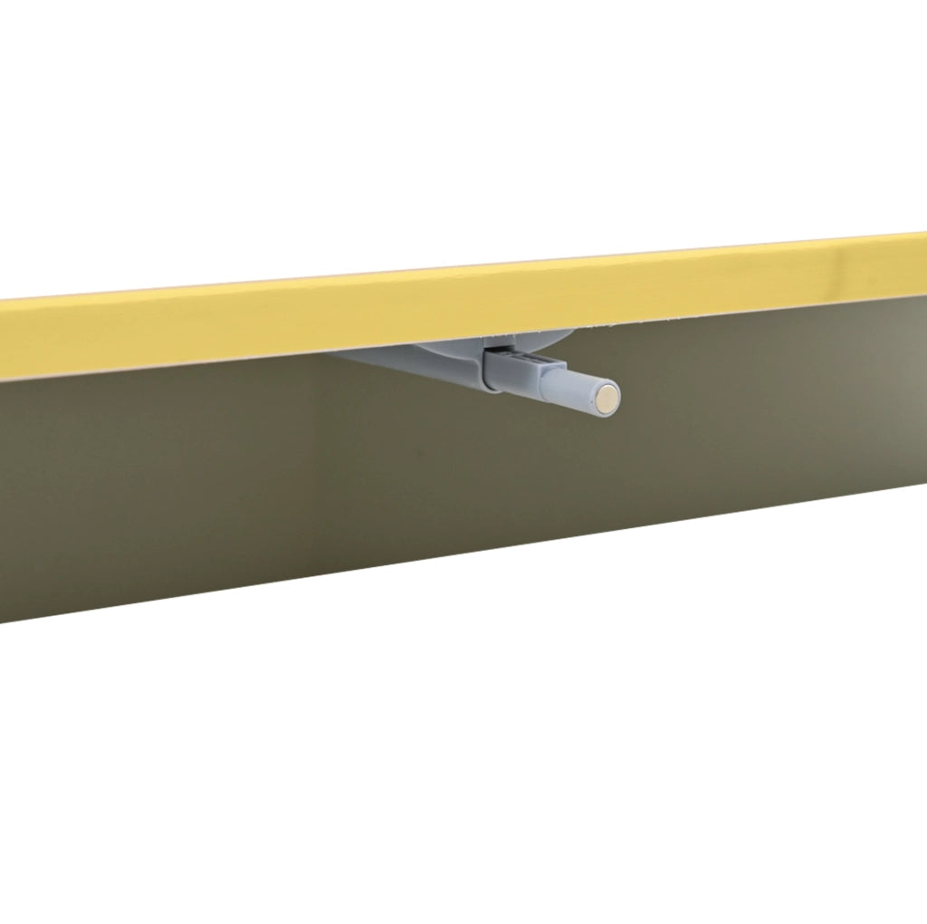 Tavolino da caffè 100x50x38 cm con 2 cassetti; finitura lucida; truciolare; bianco caldo e oro