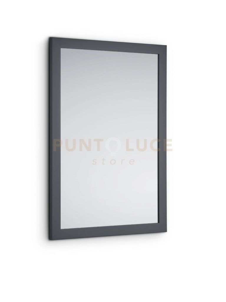 KIM SPECCHIO DA PARETE CON CORNICE LISCIA CON GANCI X INSTALLAZIONE ORIZZONTALE E VERTICALE 48X68CM ANTRACITE