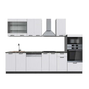 Cucina componibile Fame-Line Bianco rustico/Antracite 300 cm con armadio alto, PL Antracite Vicco