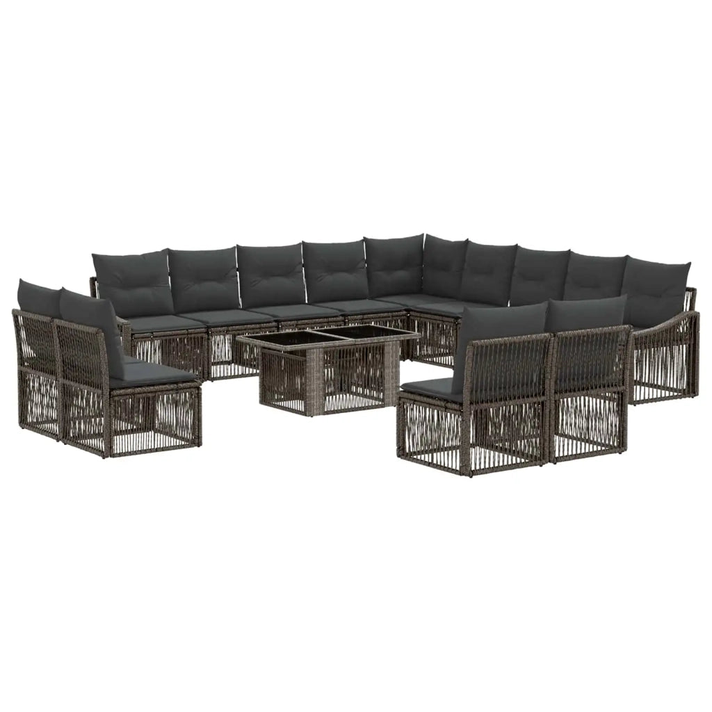 Set Divano da Giardino 14 pz Grigio e Grigio Scuro polyrattan 3437327