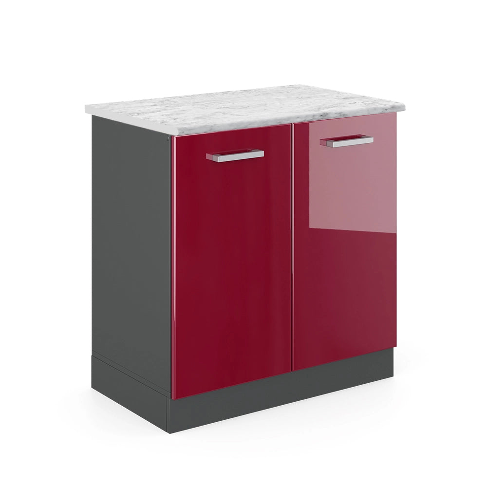 Vicco Mobile lavello cucina Rosso lucido 80 cm PL Marmo