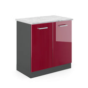 Vicco Mobile lavello cucina Rosso lucido 80 cm PL Marmo