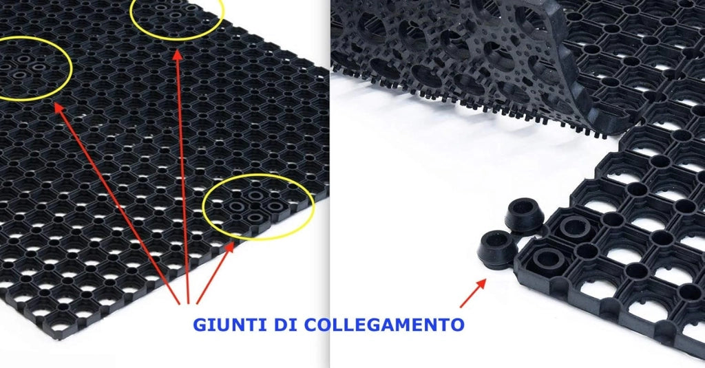 Zerbino antiscivolo Modulare Nido d'Ape Gomma Nera 50 x 100 cm