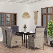Set da Pranzo da Giardino 7 pz con Cuscini Grigio e Nero cod mxl 51919