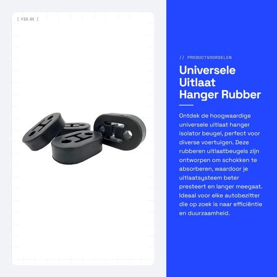 Hanger di scarico universale - Beugola di scarico in gomma - 12mm 2 fori - Nero - Assorbe shock - Adatto per auto - 4 pezzi