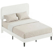 Letto matrimoniale imbottito in velluto con testiera regolabile e rete a doghe in metallo ¨C zephmum ¨C bianco 140x190