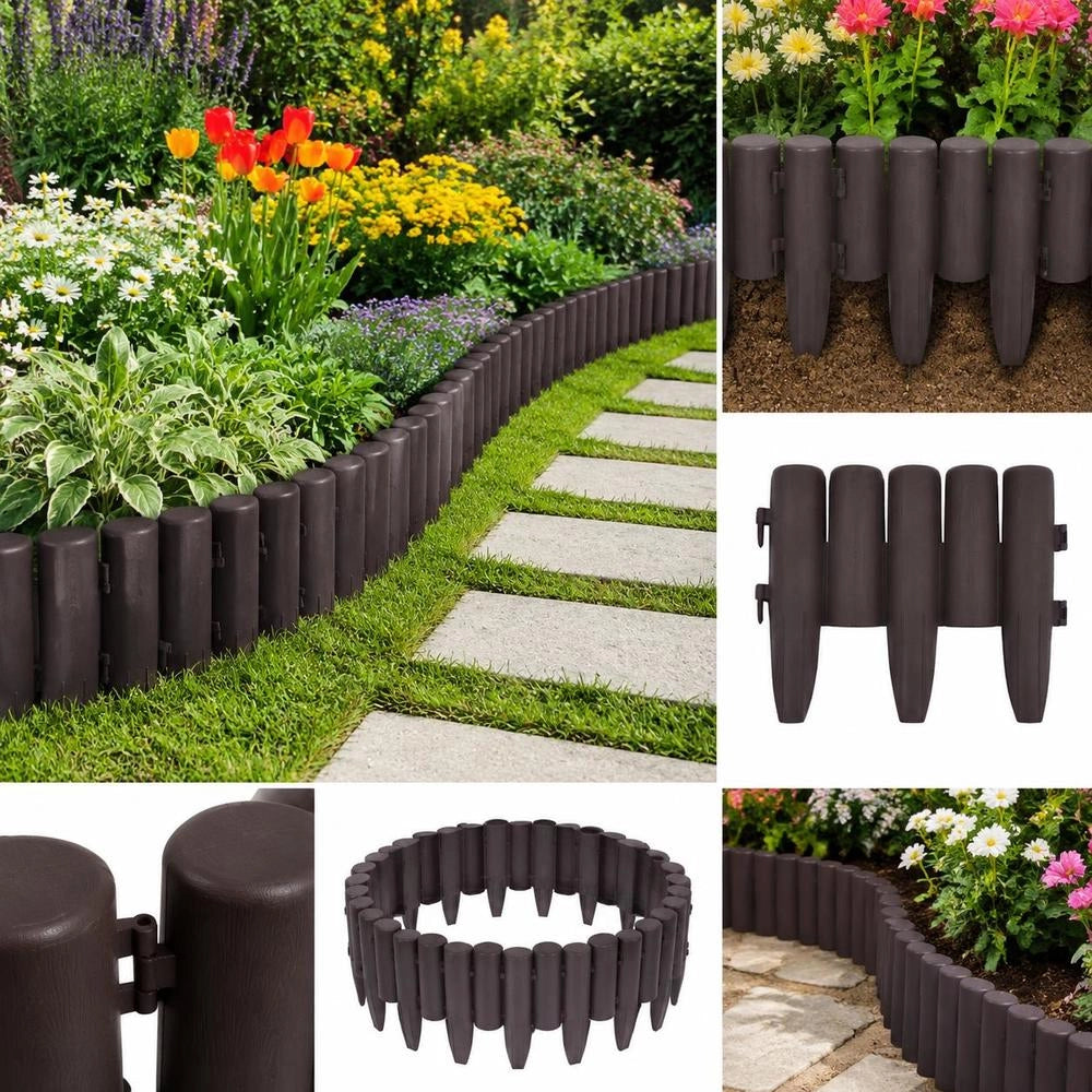 Lawn Edging, 36 Pieces, Brown, 10 M, PP