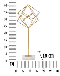 Scultura Cube 16x18x41,5 cm in Ferro e Marmo Oro e Bianco