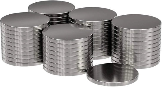 50 magneti a disco 12x1 mm - forza 0,55 kg - argento extra resistente a rond - forti supermagneti - magneti per whiteboard, pannelli da attacchi, tabelloni magnetici, officina - Magnetici Neodymium Power