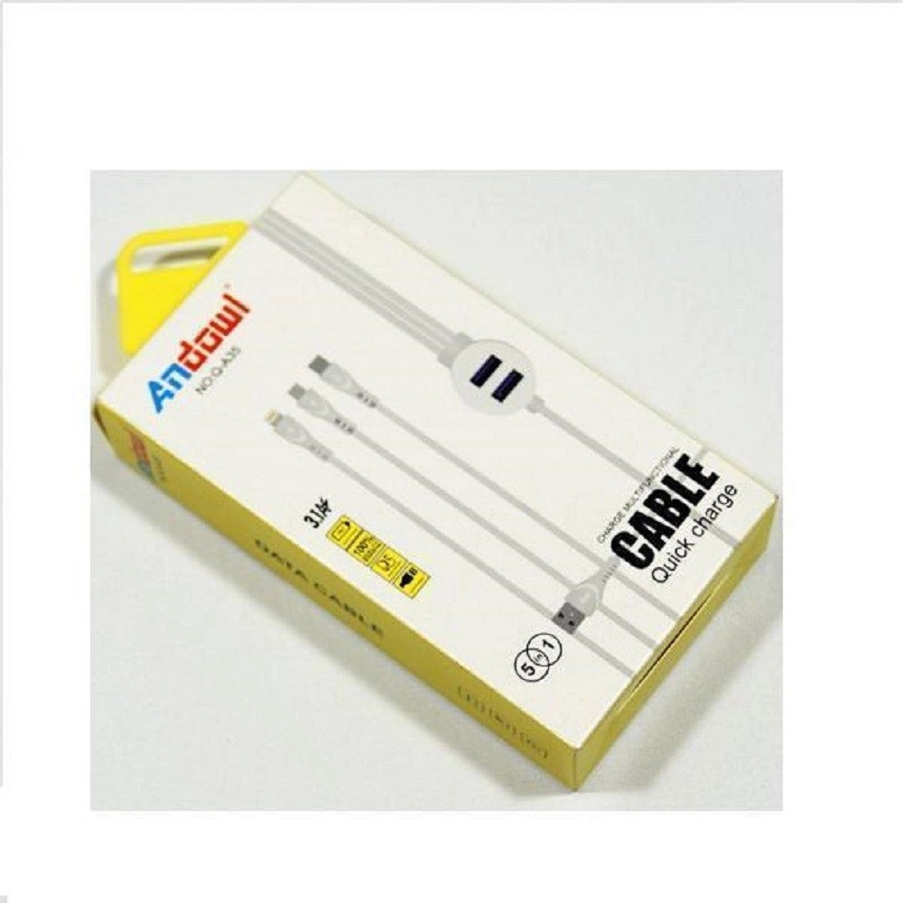 Trade Shop - Cavo Usb 5 In 1 40 Cm Ricarica Rapida Trasferimento Dati 3.1a 2 Porte Usb Q-a35 -