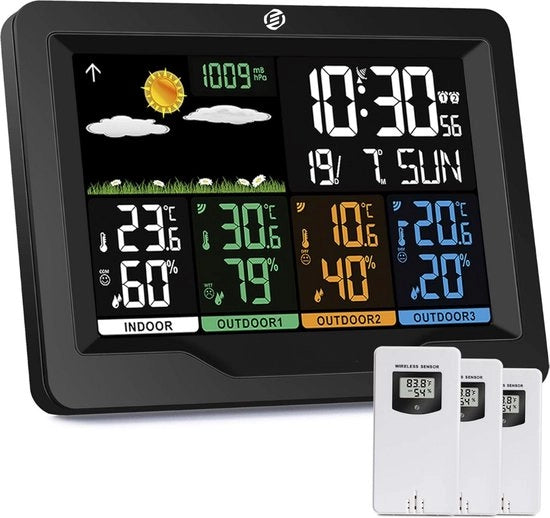 Stazione Meteorologica Interna e Esterna - Stazione Meteorologica - Senza Fili - Termometro, Barometro, Umidistat - Sensore Esterno - Temperatura - Previsioni del Tempo